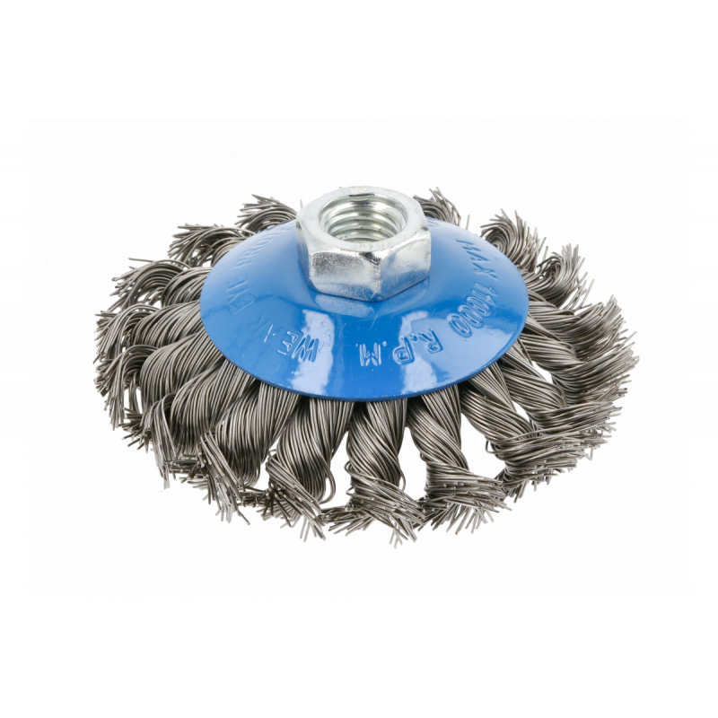 Щітка дискова по металу і дереву 100мм 8500об/хв Hogert кручена сталева для болгарки (HT7D724)