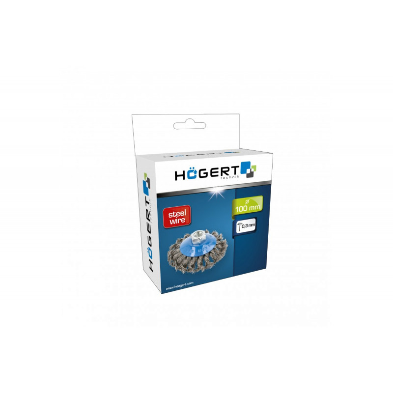 Щітка дискова по металу і дереву 100мм 8500об/хв Hogert кручена сталева для болгарки (HT7D724)
