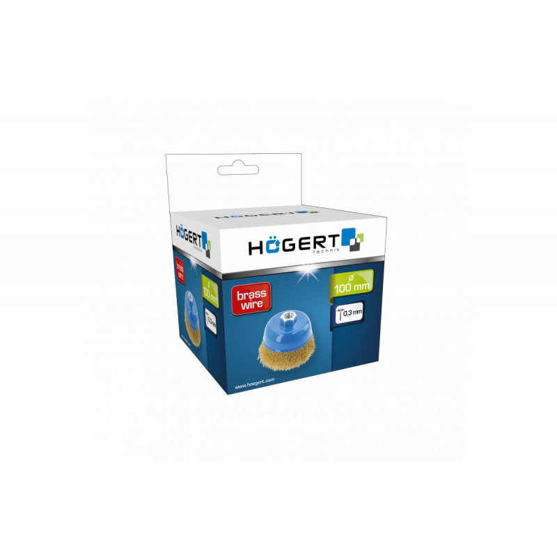 Щітка чашкова 100мм 12500об/хв Hogert пряма латунна для болгарки (HT7D732)