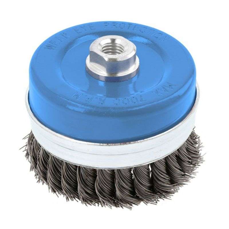 Щітка чашкова 100мм 7000об/хв Hogert кручена сталева посилена для болгарки (HT7D738)