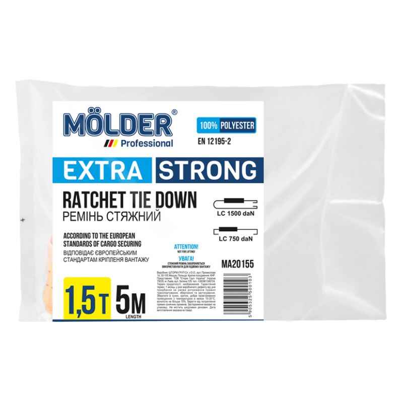 Стяжний ремінь 1.5т 5м Molder для кріплення вантажів стрічковий (MA20155)