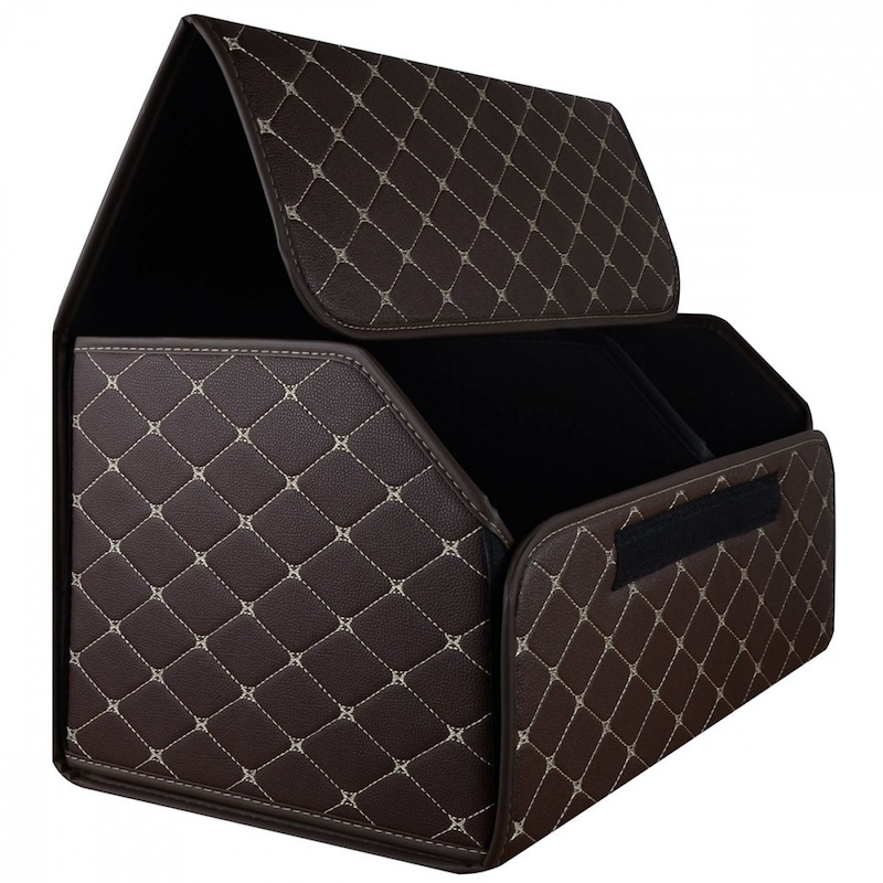 Органайзер в багажник автомобіля коричневий штучна шкіра 2 відділення на липучці 54смХ30смХ30см (44650/brown beige)