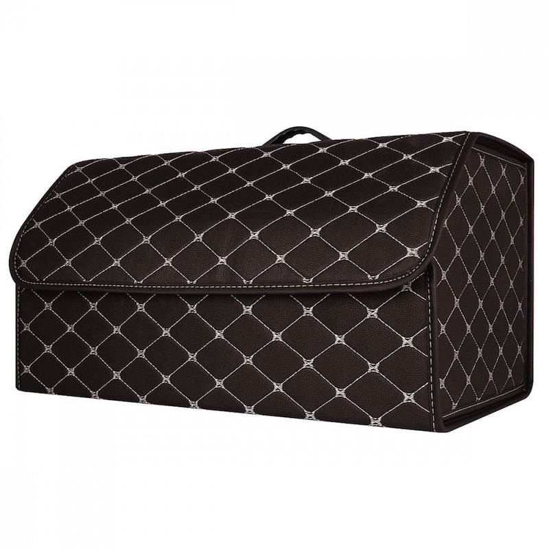 Органайзер в багажник автомобіля коричневий штучна шкіра 2 відділення на липучці 54смХ30смХ30см (44650/brown beige)