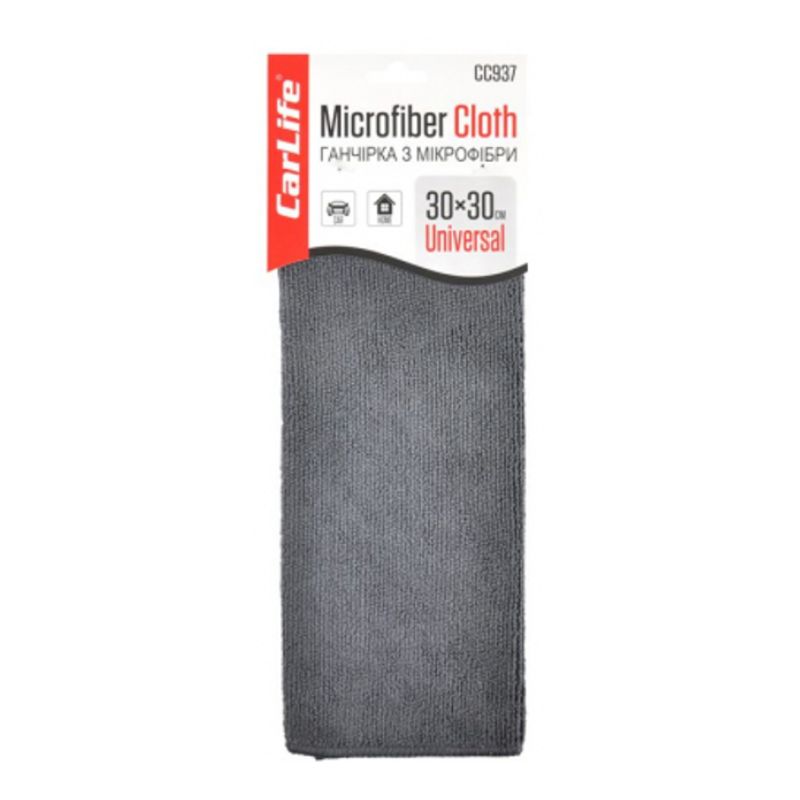 Серветка універсальна мікрофібра 30х30см CARLIFE сіра 1шт (CC937)