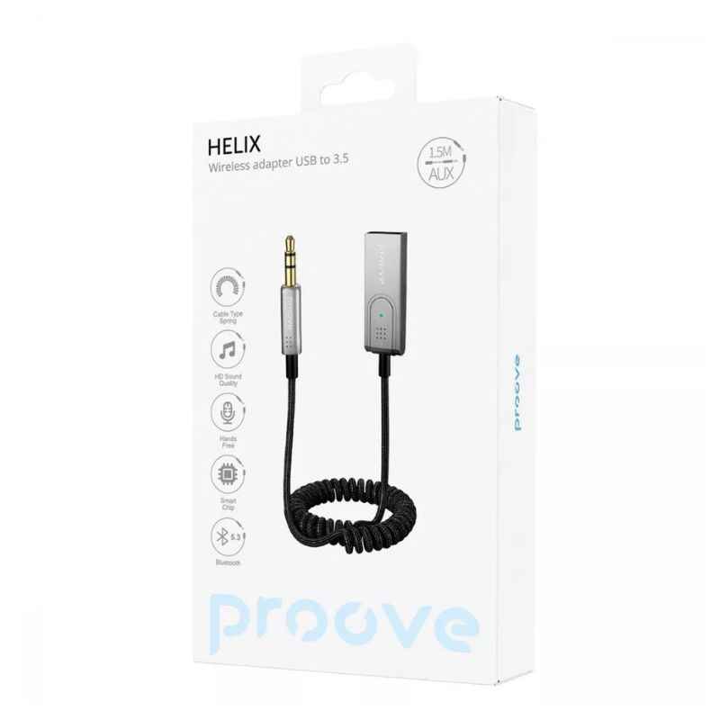 Адаптер Bluetooth для авто 2.1A Proove Helix 1 USB чорний (55276)