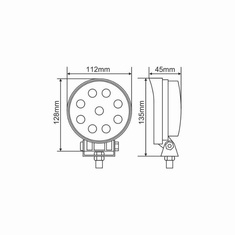 Додаткова фара на авто кругла Spot спрямований білий колір світіння 1980Lm Brevia (10641RSX1)