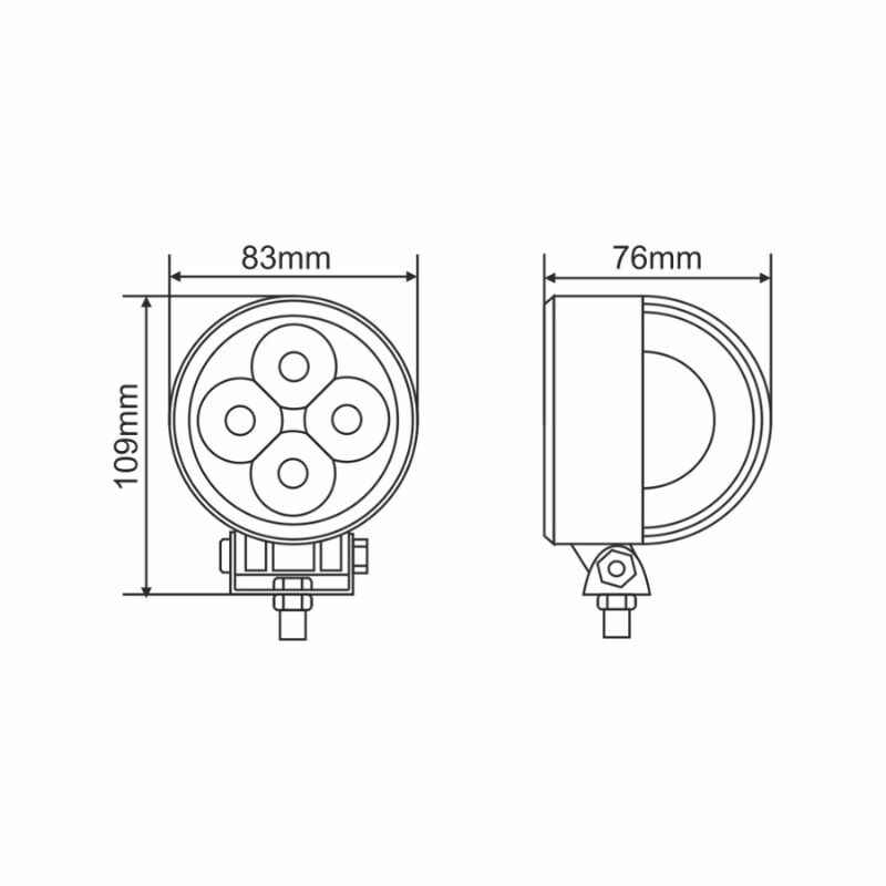 Додаткова фара на авто кругла Flood розсіяний білий колір світіння 880Lm Brevia (10601RFX1)