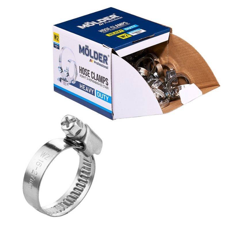 Хомуты червячные 16-27мм W2 Molder 100шт (MA40027)