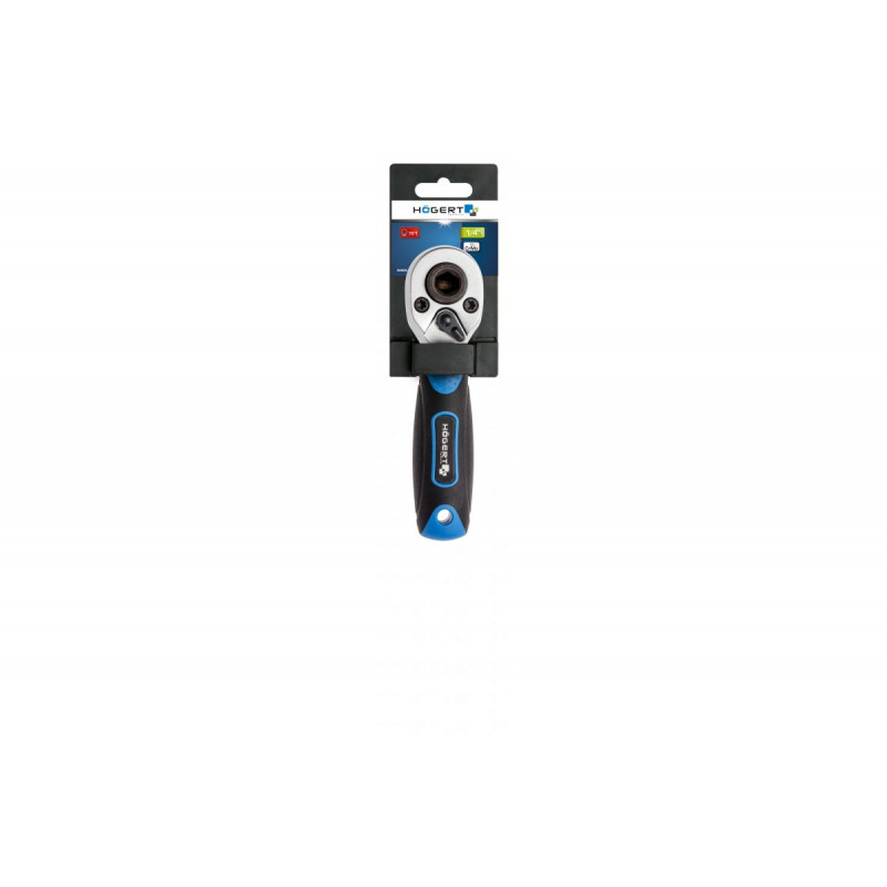 Тріскачка 1/4" 72 зубця 150мм CrV CrMo Hogert коротка для насадок та біт (HT1R391)