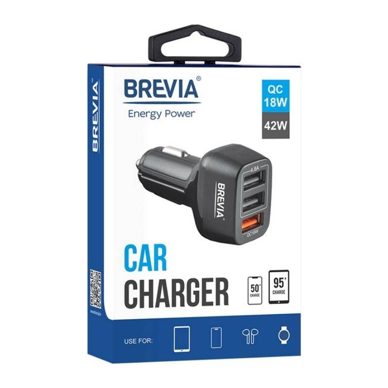 Автомобільний зарядний пристрій BREVIA ePower TriDrive 42W 3xUSB-A чорний 46042TUB (46042TUB)