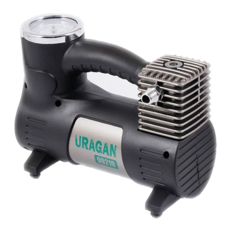 Автокомпресор однопоршневий від прикурювача URAGAN автомобільний компресор для шин R13-R17 7Атм 40 л/хв 170Вт (90210)