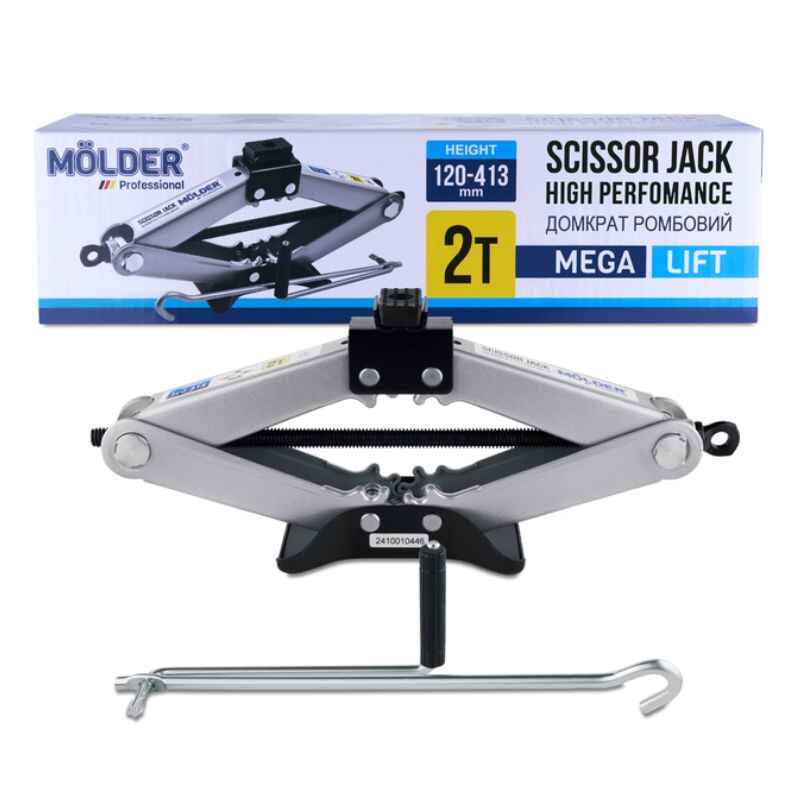 Домкрат механічний ромбоподібний 2т Molder 120-413мм для автомобіля в картонній упаковці (MA32020)