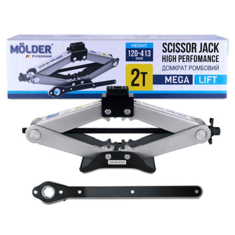 Домкрат механічний ромбоподібний 2т Molder 120-413мм для автомобіля в картонній упаковці (MA32025)