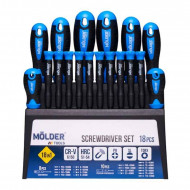 Набор отверток 18шт CrV 6150 Molder с магнитным захватом PH SL Torx (MT32218)