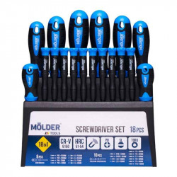 Набор отверток 18шт CrV 6150 Molder с магнитным захватом PH SL Torx (MT32218)