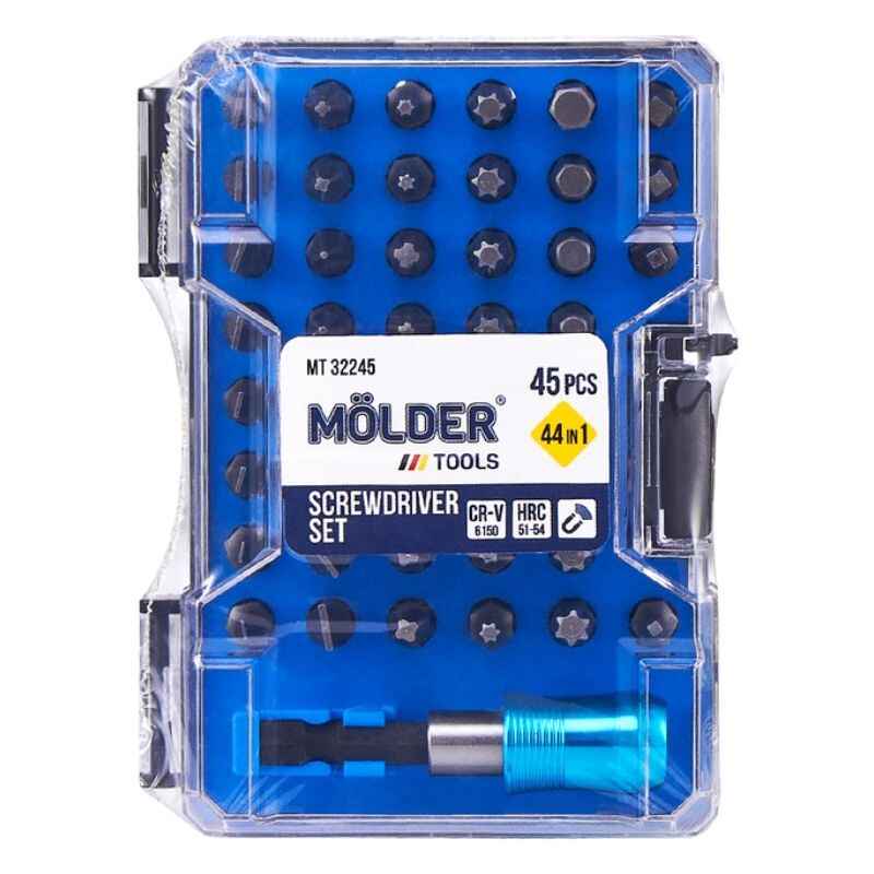 Отвертка-держатель с битами 45шт Molder CrV для точных работ с магнитным захватом (MT32245)