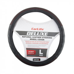 Чохол на кермо L шкіра чорний Carlife Delux (SW338L)
