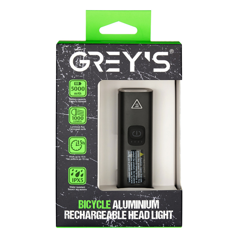 Велосипедна фара Grey's 1000lm 5000mAh (GR10250)