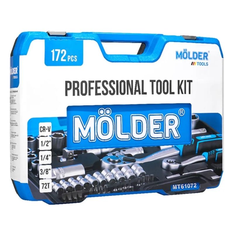 Набір інструментів 1/2″ 1/4″ 72шт 72T CrV Molder у кейсі (MT61072)