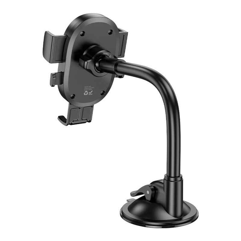 Держатель для автомобиля с одним кнопочным креплением HOCO Mighty на лобовое стекло черный (H20)