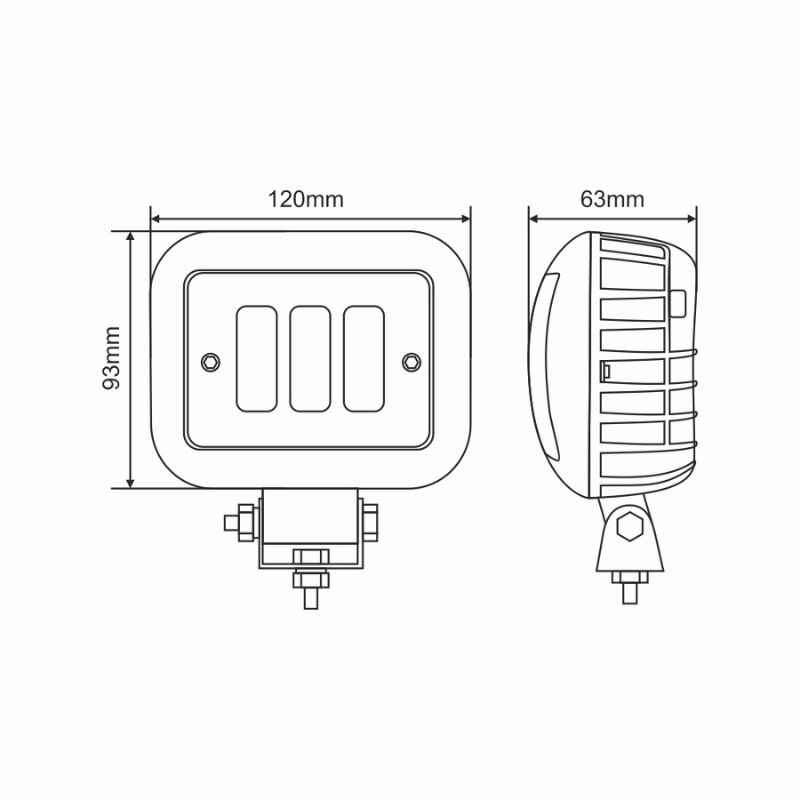 Додаткова фара на авто квадратна білий колір світіння 2700Lm Brevia (10660QLX1)