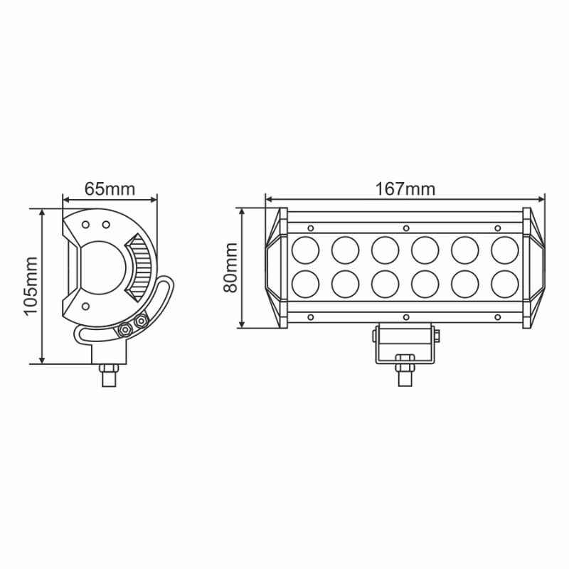 Додаткова фара на авто прямокутна Flood розсіяний білий колір світіння 3000Lm Brevia (10712FX1)