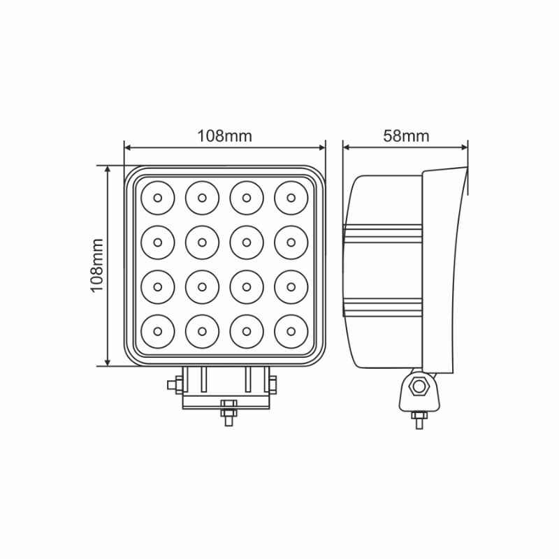 Додаткова фара на авто квадратна Spot спрямований білий колір світіння 3520Lm Brevia (10652QSX1)