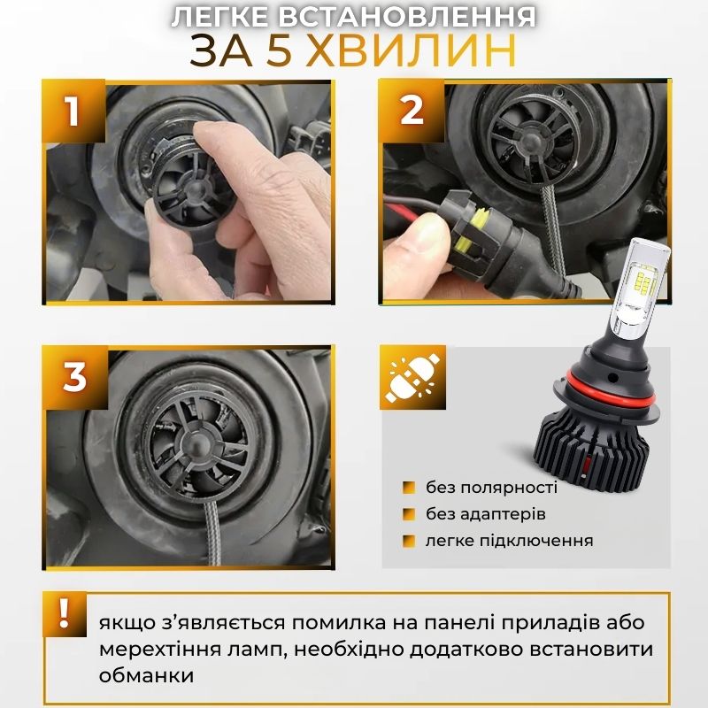 Светодиодные лампы HВ5 для авто Carlamp Smart Vision Led автолампы 8000 Lm 4000 K (SM9007Y)
