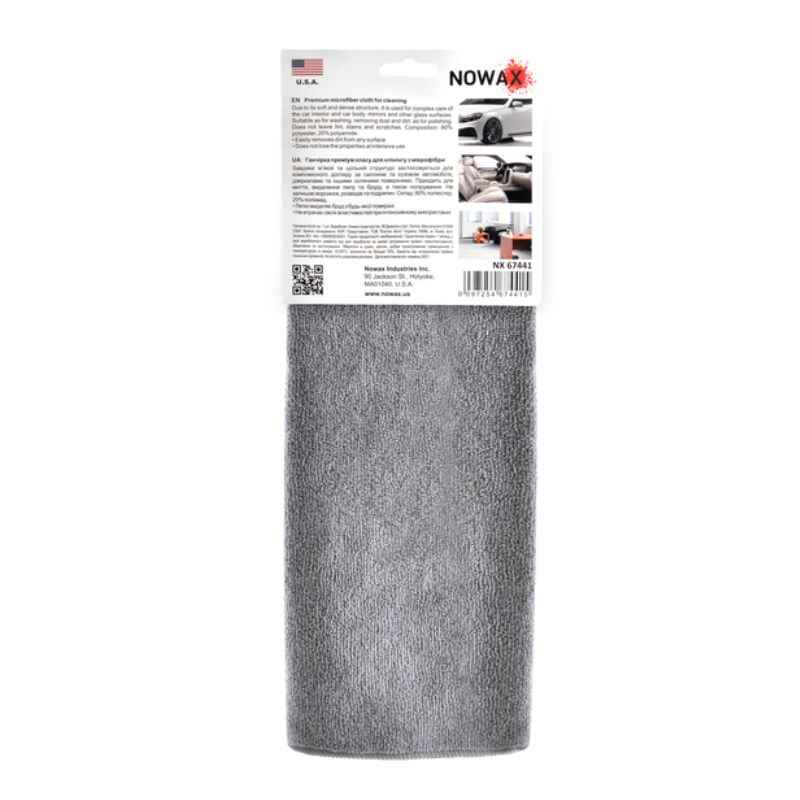 Серветка універсальна мікрофібра 40х40см NOWAX сіра 1шт (NX67441)