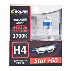 Лампи галогенні цоколь H4 Solar + 60%, SET 2шт (1234S2)