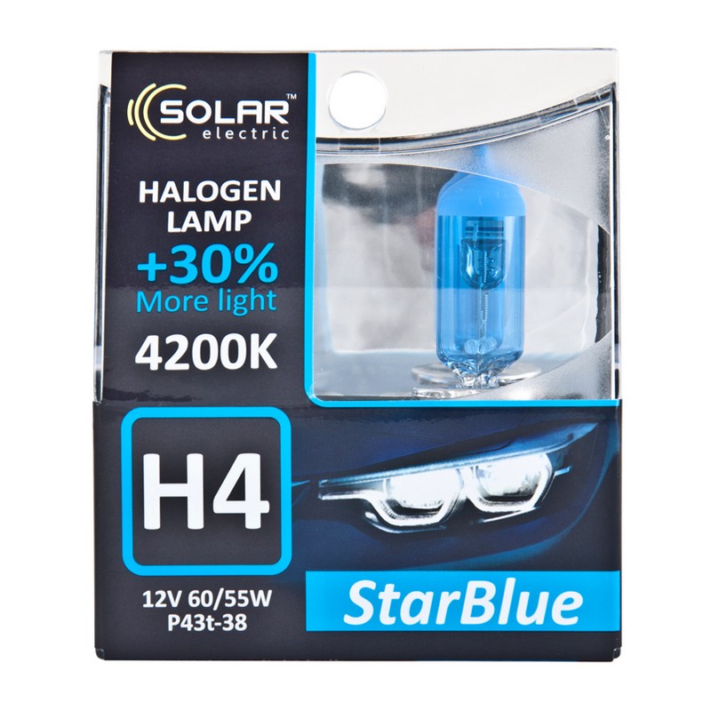 Лампи галогенні Solar H4 StarBlue 2шт (1244S2)