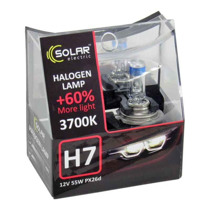 Лампи галогенні Solar H7 + 60% 2шт (1237S2)