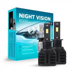 Світлодіодні лампи Н3 для авто Carlamp Night Vision Gen 3 Led автолампи 5500K 6000 Lm (NVG3H3)