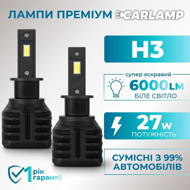 Светодиодные лампы Н3 для авто Carlamp Night Vision Gen 3 Led автолампы 5500K 6000 Lm (NVG3H3)