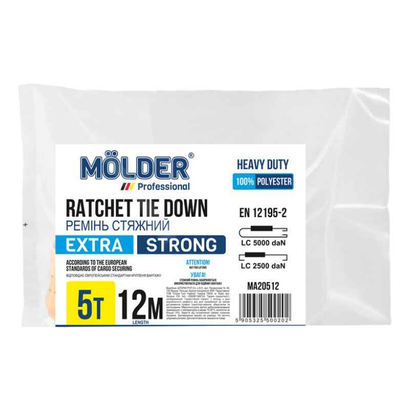 Стяжний ремінь 5т 12м Molder з швидкозатискним замком (MA20512)