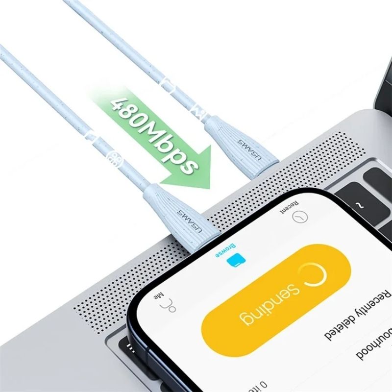 Кабель для зарядки і передачі даних Type-C-Type-C 480Мб/с 60W 1м рожевий Usams Green Series (SJ716USB04)