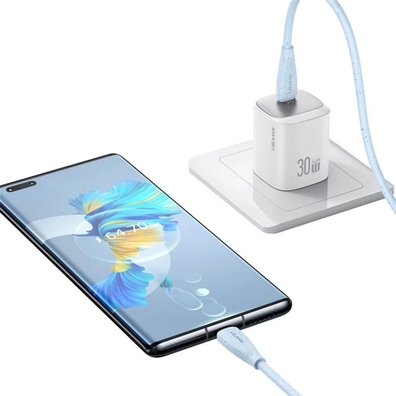 Кабель для зарядки і передачі даних Type-C-Type-C 480Мб/с 60W 1м рожевий Usams Green Series (SJ716USB04)