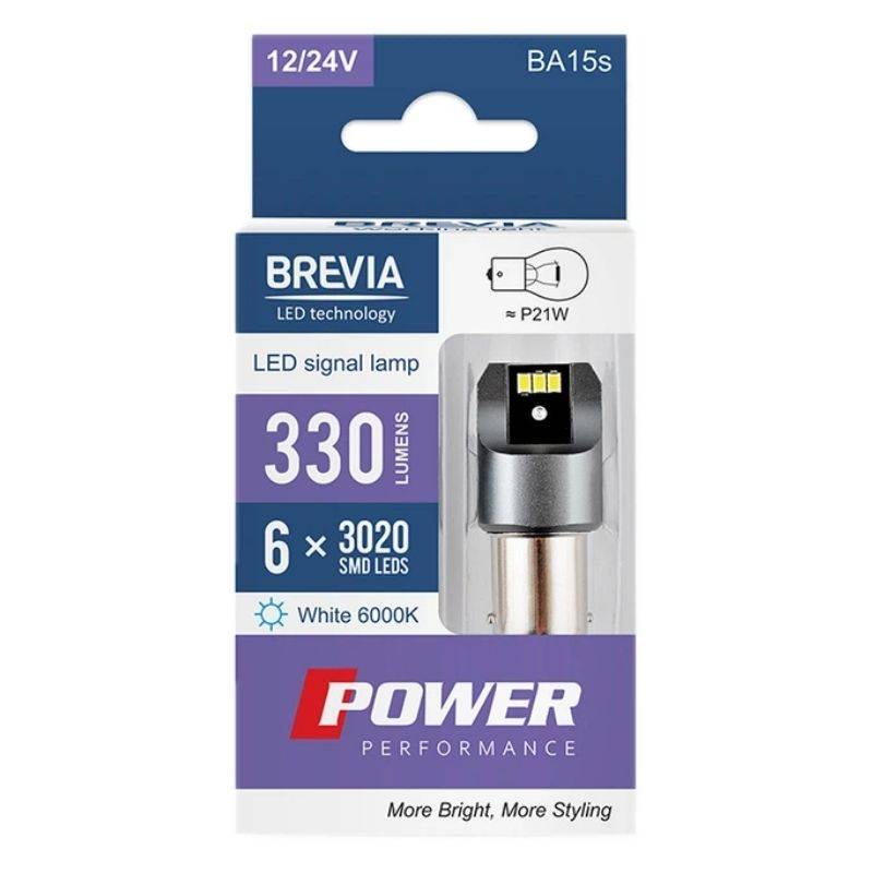 Лампы светодиодные 330Lm 6x3020SMD 12/24V CANbus Brevia Power (10101X2)