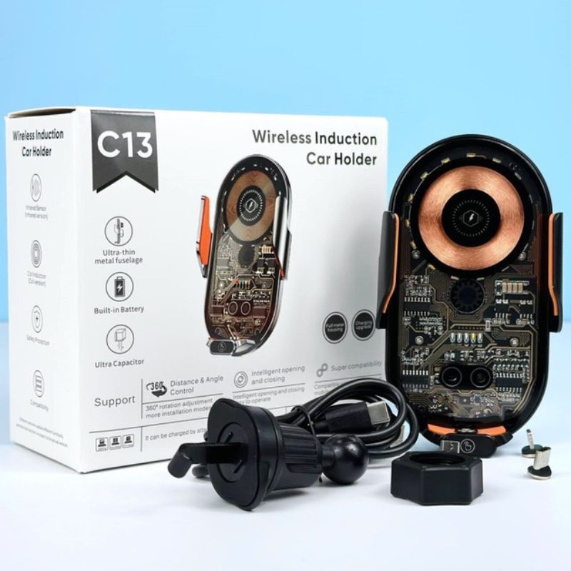 Тримач для телефону на дефлектор із бездротовою зарядкою (C13)