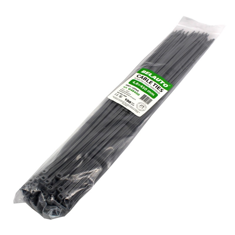 Хомути пластикові сірі 4.8x450 BelAuto (G48450)