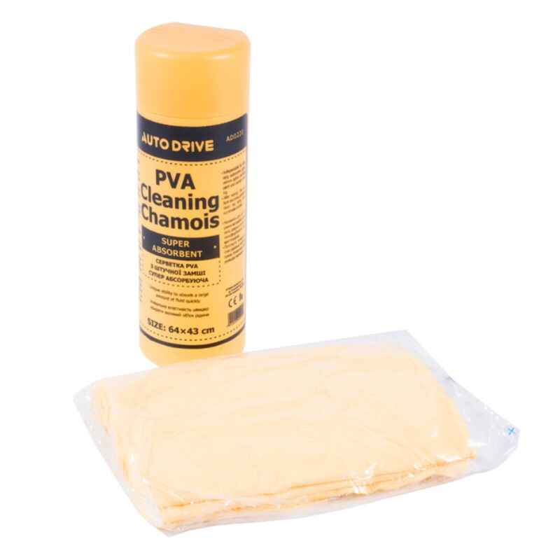 Серветка вологопоглинаюча зі штучної замші 64х43см Autodrive в тубусі жовта (AD0220)