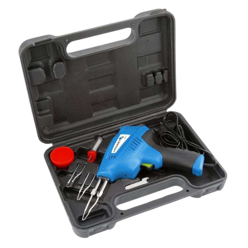 Паяльник електричний 200W 500°C Hogert 50Гц 220В зі знімним жалом в кейсі (HT2C311)