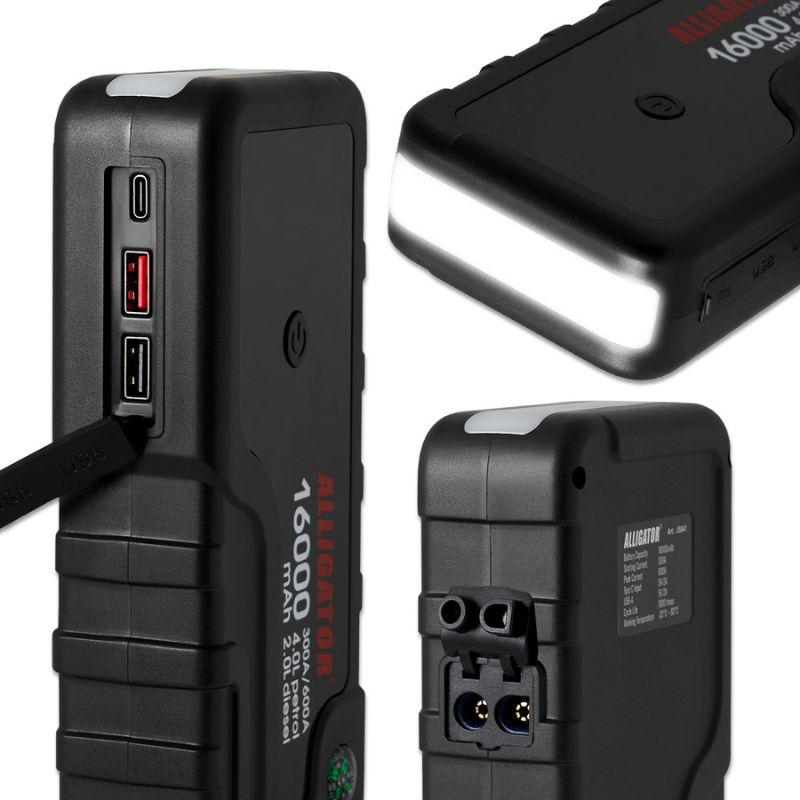 Пусковий пристрій Alligator 12В 300-600A з функцією Power Bank 16000mAh (JS841)