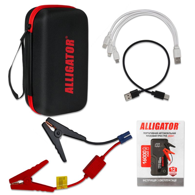 Пусковий пристрій Alligator 12В 300-600A з функцією Power Bank 16000mAh (JS841)