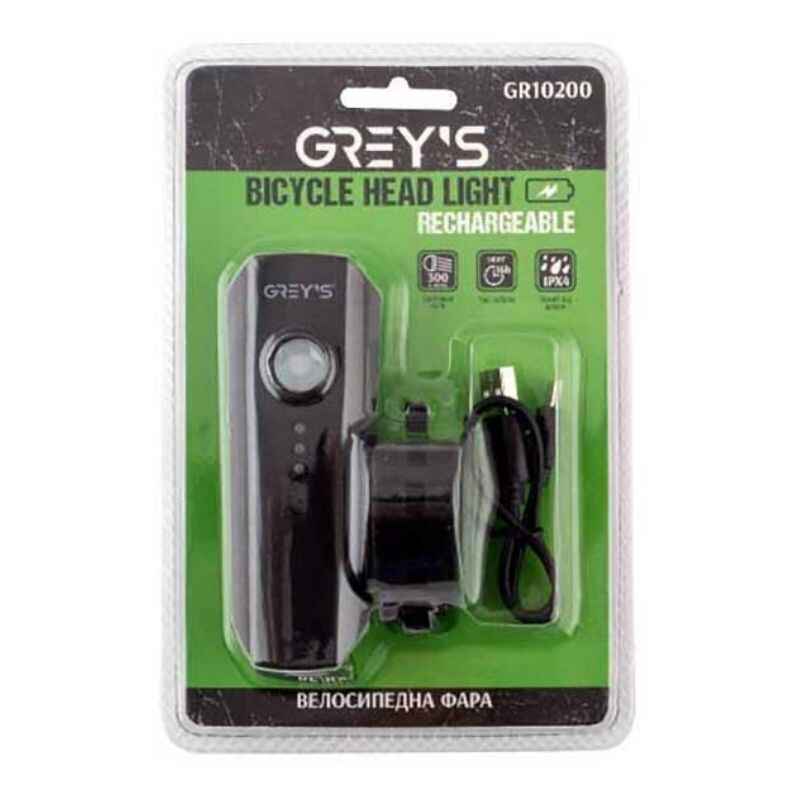 Фара на велосипед на кермо 300Lm Grey's 1800mAh IPX4 5 режимів до 16 годин роботи (GR10200)