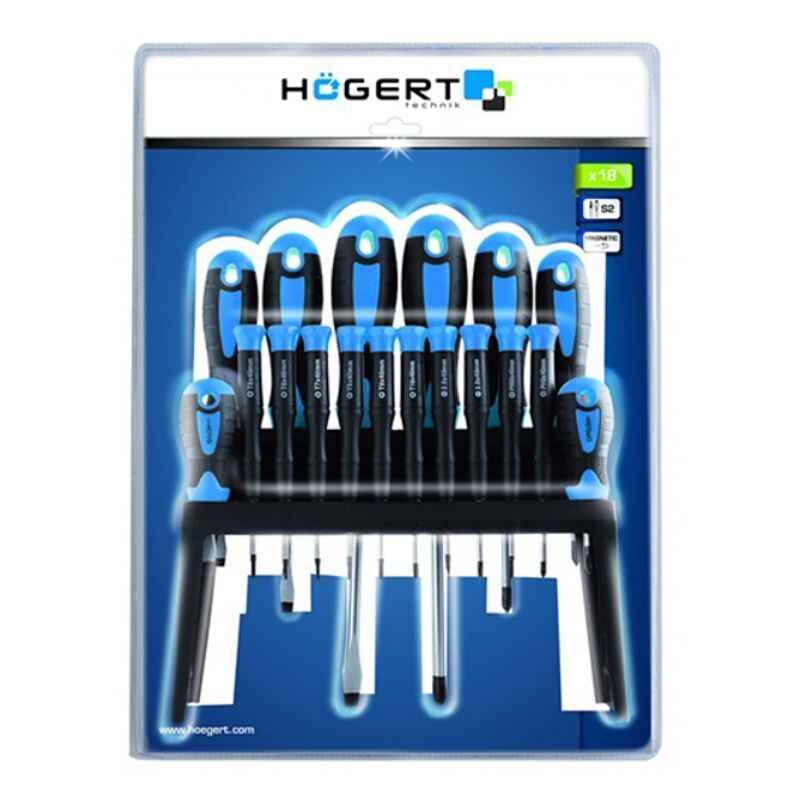 Набор отверток 18шт сталь S2 Hogert с магнитным захватом PH SL Torx (HT1S098)