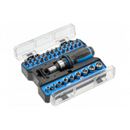 Отвертка реверсивная с битами 36шт Hogert сталь S2 с магнитным захватом PH PZ SL Torx Hex (HT1S101)