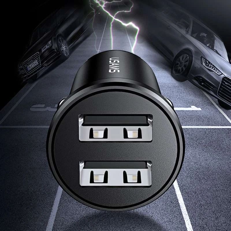 Автомобільний зарядний пристрій 2.4A Usams Dual USB Mini Car Charger (CC114TC01)