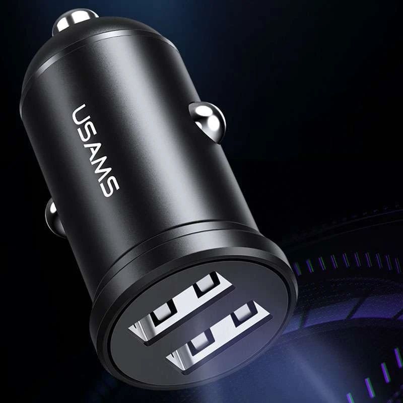 Автомобільний зарядний пристрій 2.4A Usams Dual USB Mini Car Charger (CC114TC01)