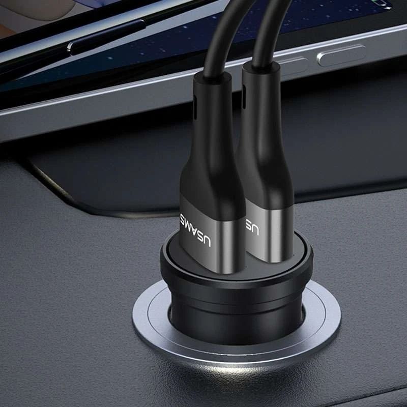 Автомобільний зарядний пристрій 2.4A Usams Dual USB Mini Car Charger (CC114TC01)